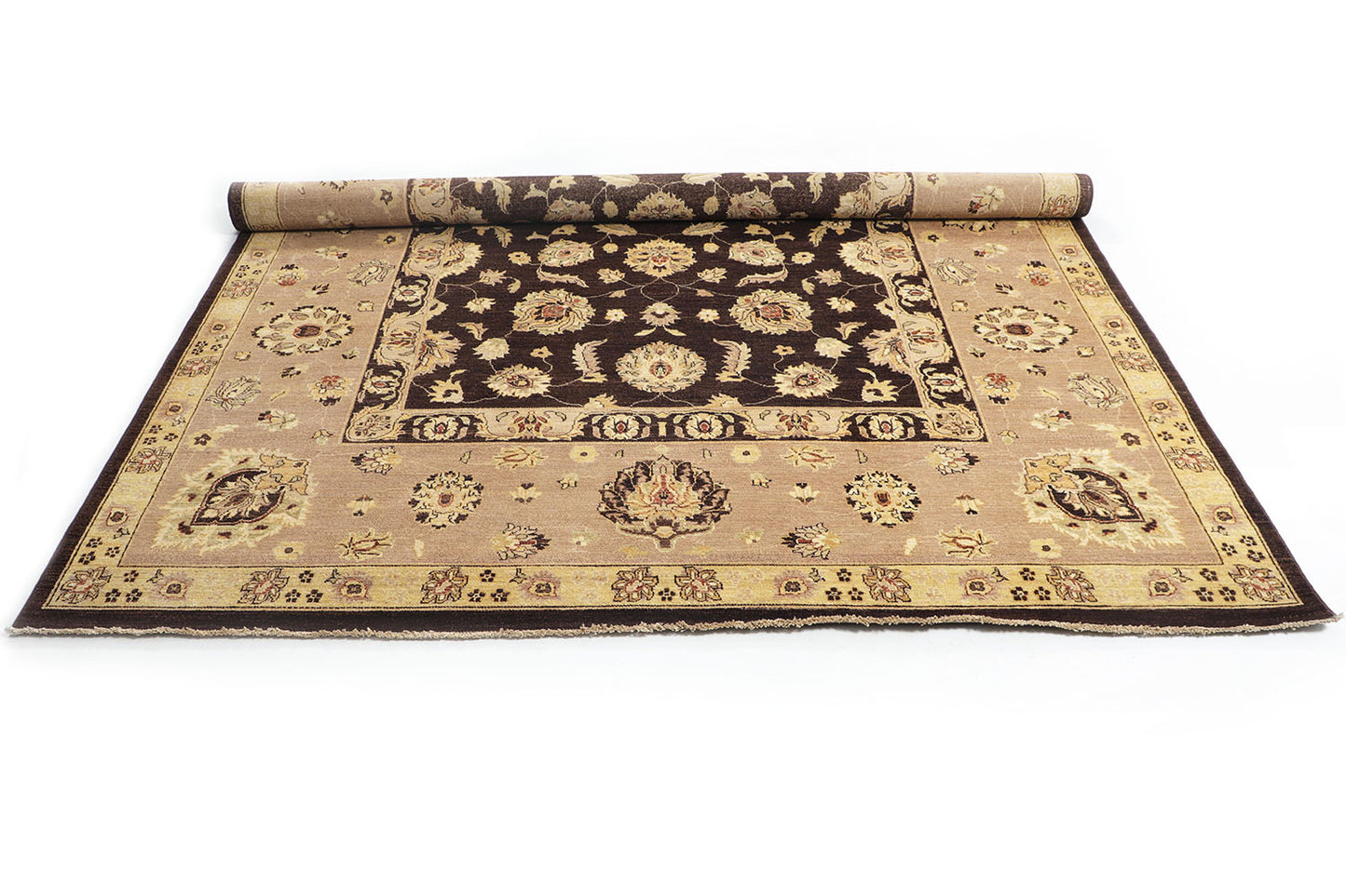 Hand-Knotted Oushak Carpet 9'.1" X 11'.10" Traditional, Brown Fine Wool Area Rug 9x12