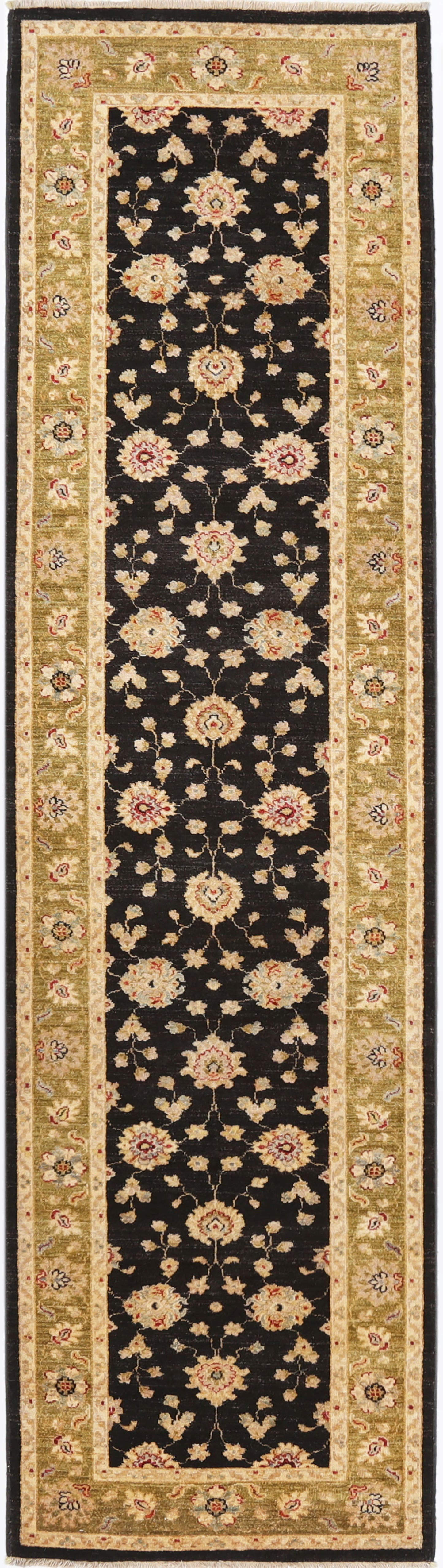 2.5x10 Hand-Knotted Ariana Carpet 2'.9" X 10'.1" Traditional, Black Fine Wool Runner Rug D40673