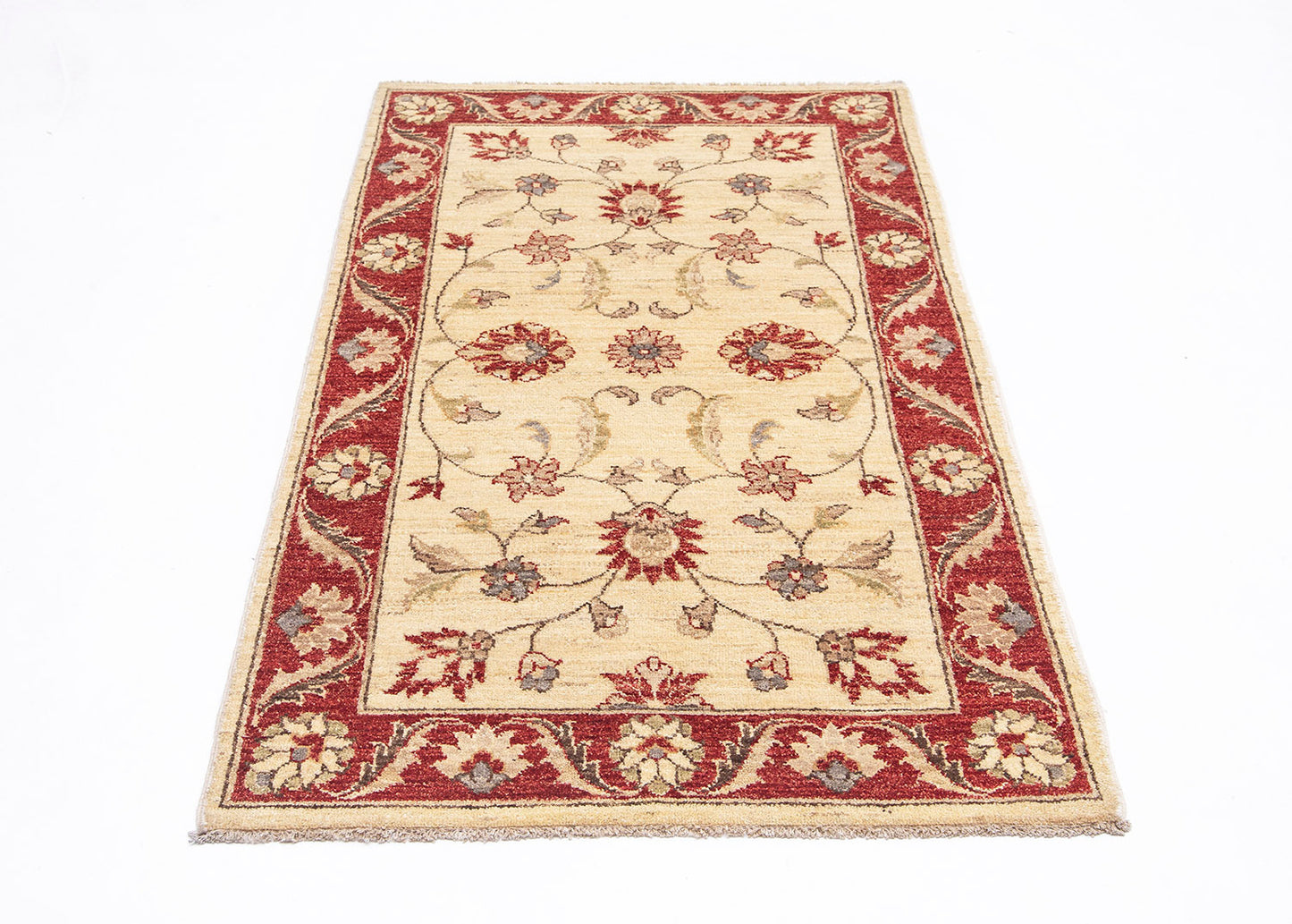 Hand-Knotted Oushak Carpet 3' X 5'.3" Traditional, Ivory Fine Wool Accent Rug 3x5