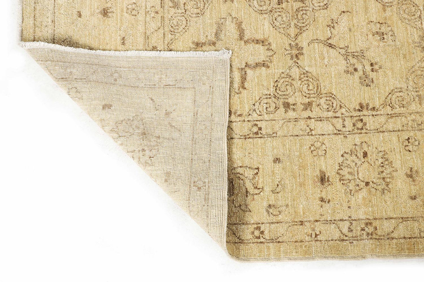 Hand-Knotted Farhan Carpet 5'.11" X 8'.5" Traditional, Beige Fine Wool Area Rug 6x9