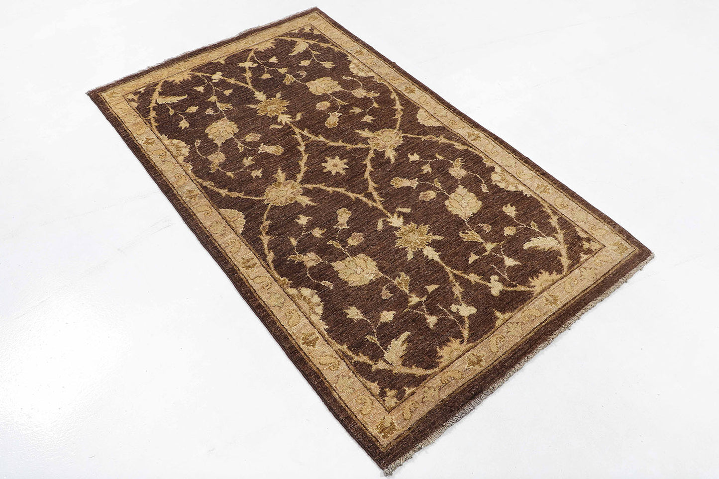 Hand-Knotted Oushak Carpet 3'.2" X 5'.4" Traditional, Brown Fine Wool Accent Rug 3x5