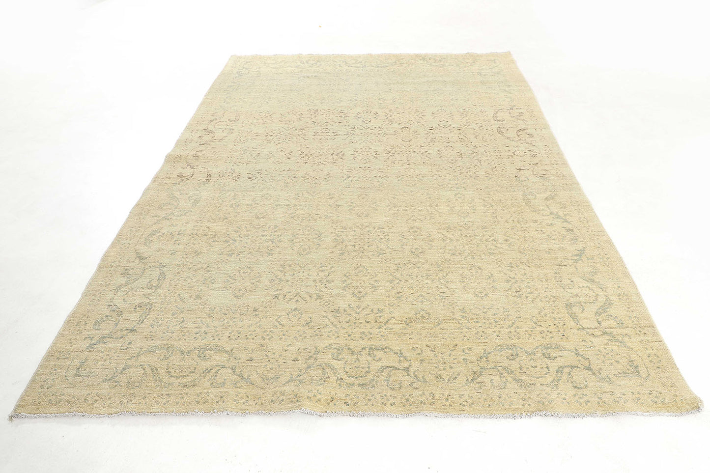 Hand-Knotted Oushak Carpet 6'.1" X 8'.10" Traditional, Grey Fine Wool Area Rug 6x9