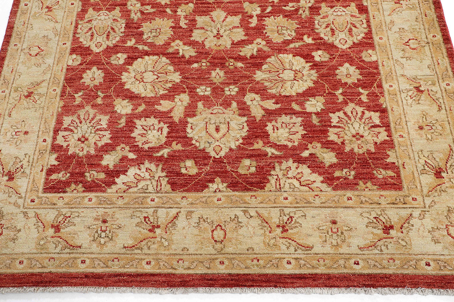 Hand-Knotted Oushak Carpet 4'.7" X 6'.6" Traditional, Red Fine Wool Area Rug 4x6