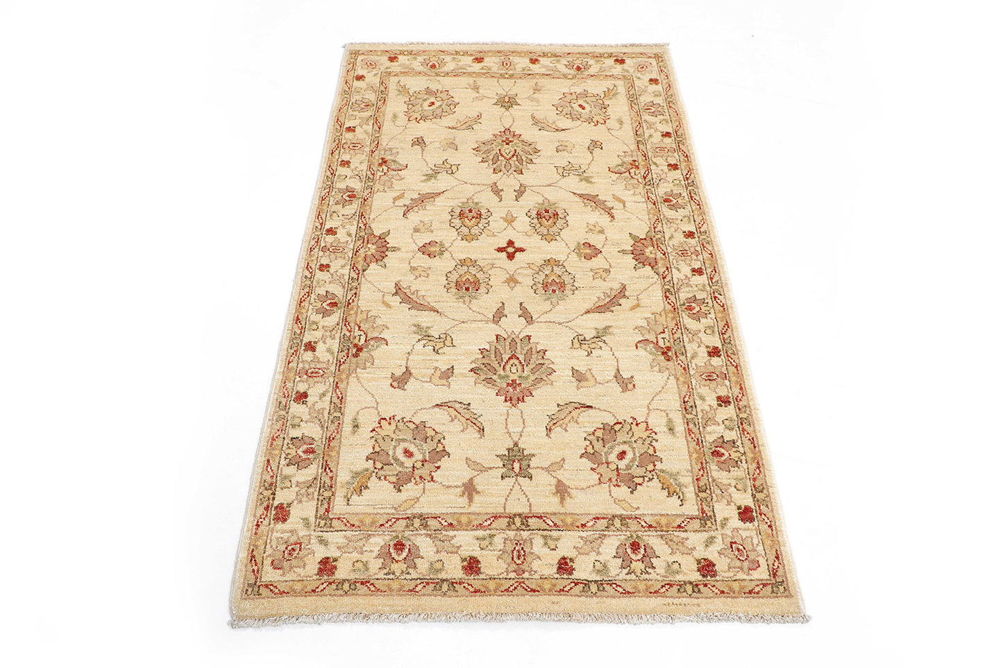 Hand-Knotted Oushak Carpet 3'.1" X 5'.2" Traditional, Beige Fine Wool Accent Rug 3x5