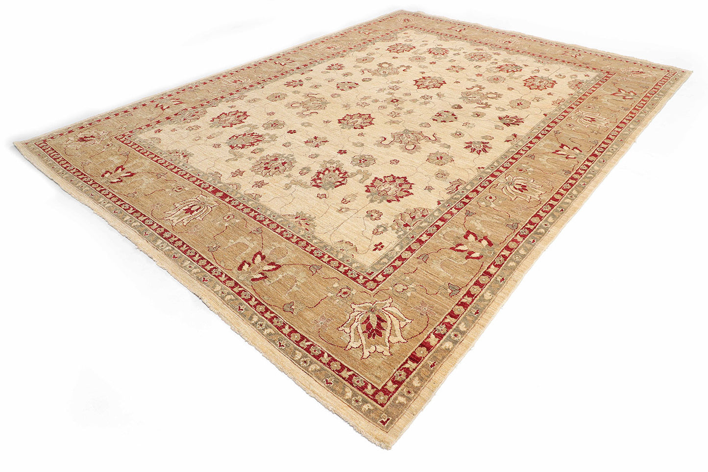 Hand-Knotted Oushak Carpet 8'.10" X 12'.1" Traditional, Ivory Fine Wool Area Rug 9x12