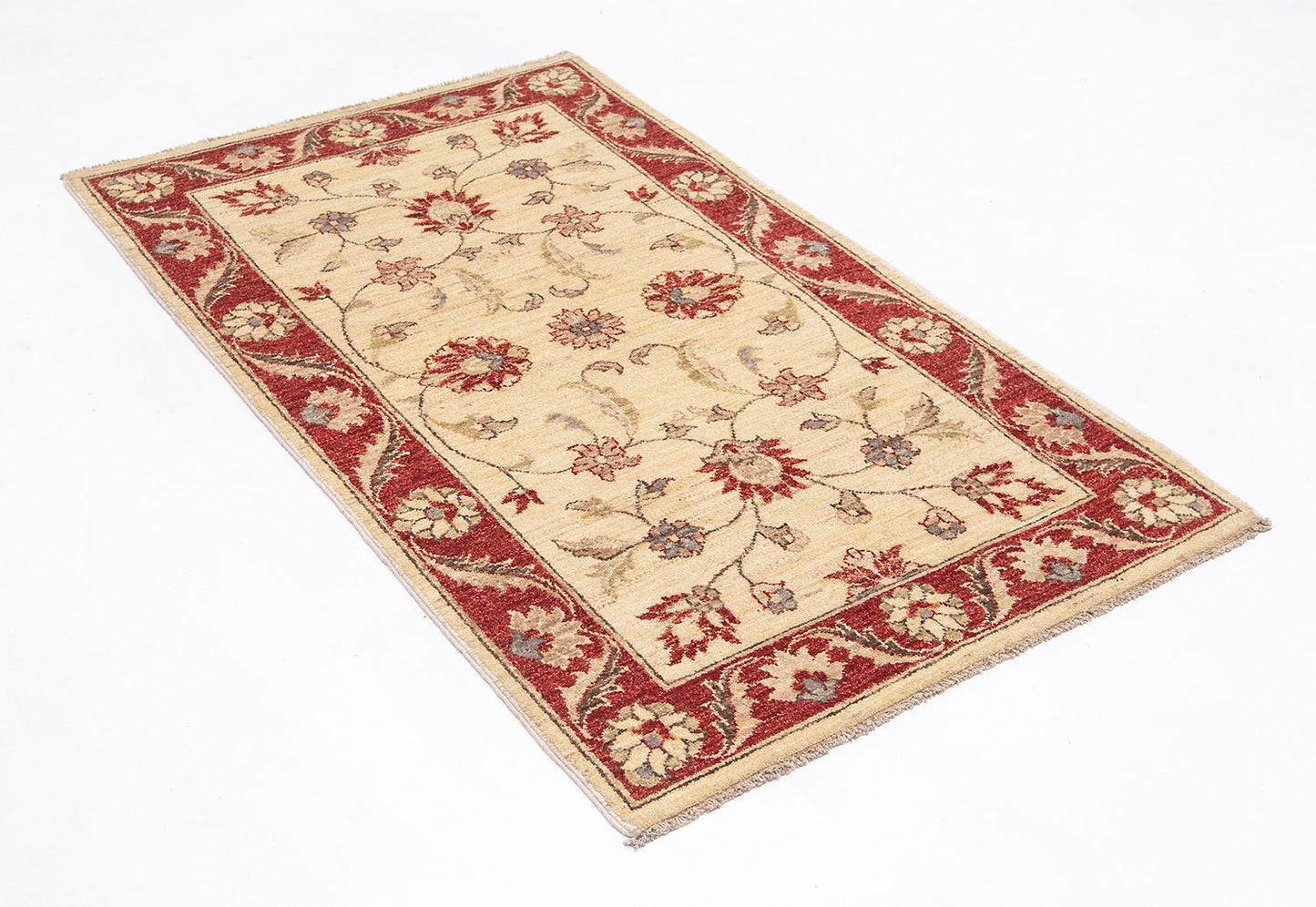 Hand-Knotted Oushak Carpet 3' X 5'.3" Traditional, Ivory Fine Wool Accent Rug 3x5