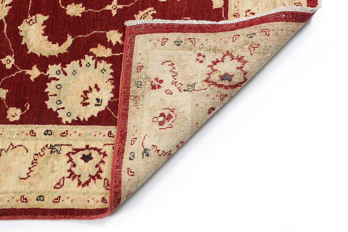 Hand-Knotted Oushak Carpet 4'.1" X 6' Traditional, Red Fine Wool Area Rug 4x6