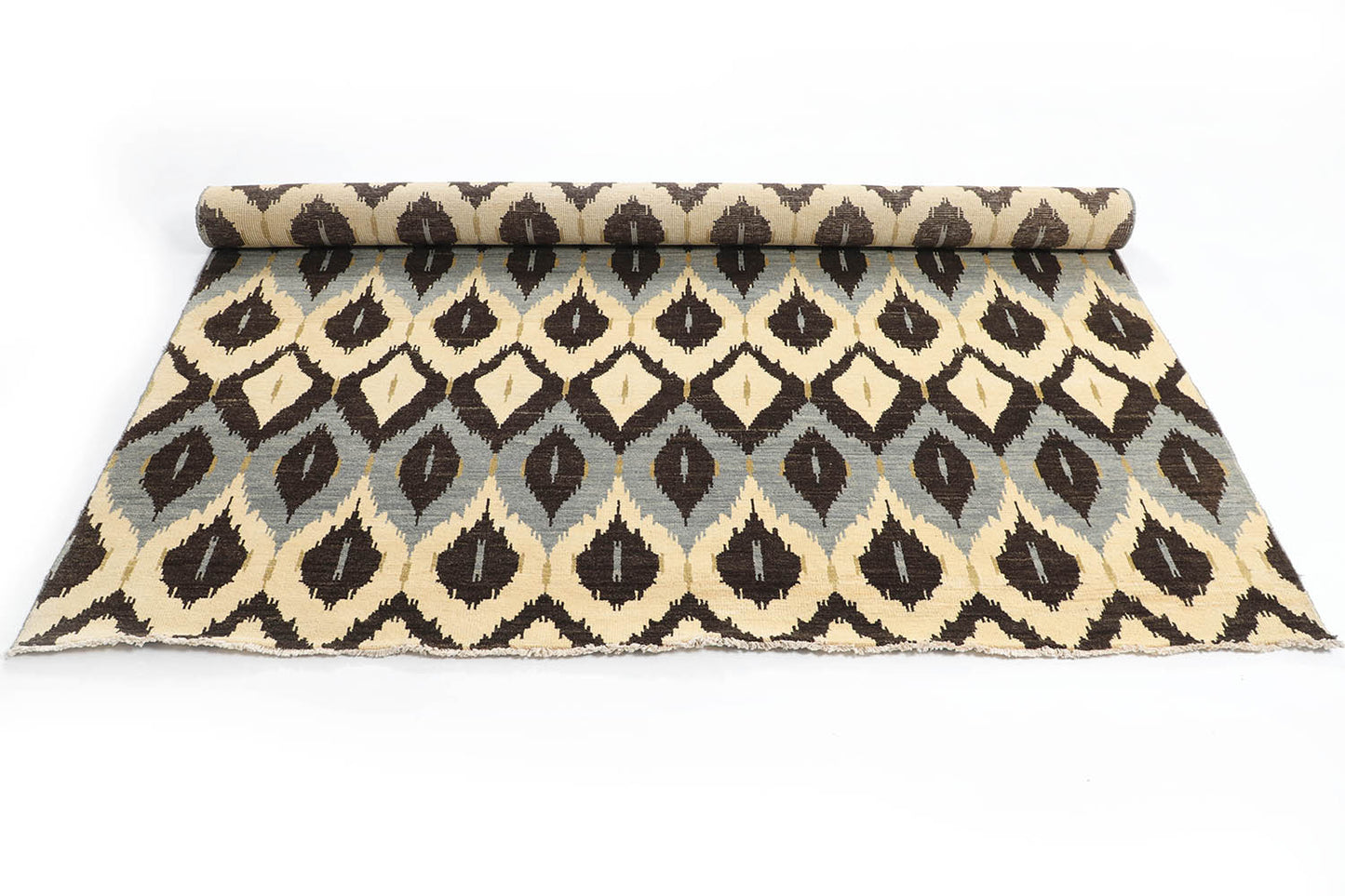 Hand-Knotted Gabbeh Carpet 8'.1" X 9'.11" , Black Fine Wool Area Rug 8x10