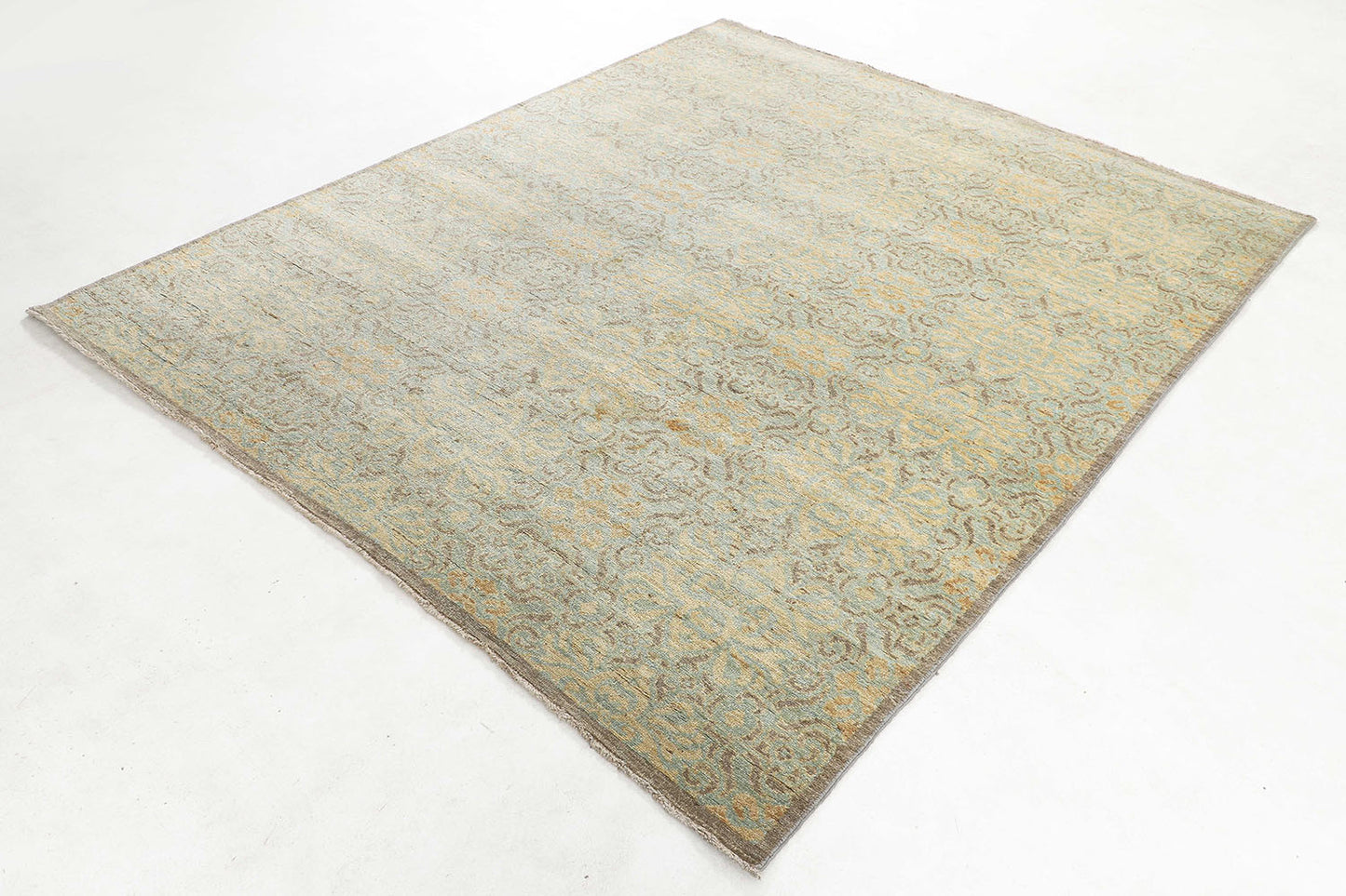 Hand-Knotted Gabbeh Carpet 7'.9" X 9'.6" , L/Blue Fine Wool Area Rug 8x10