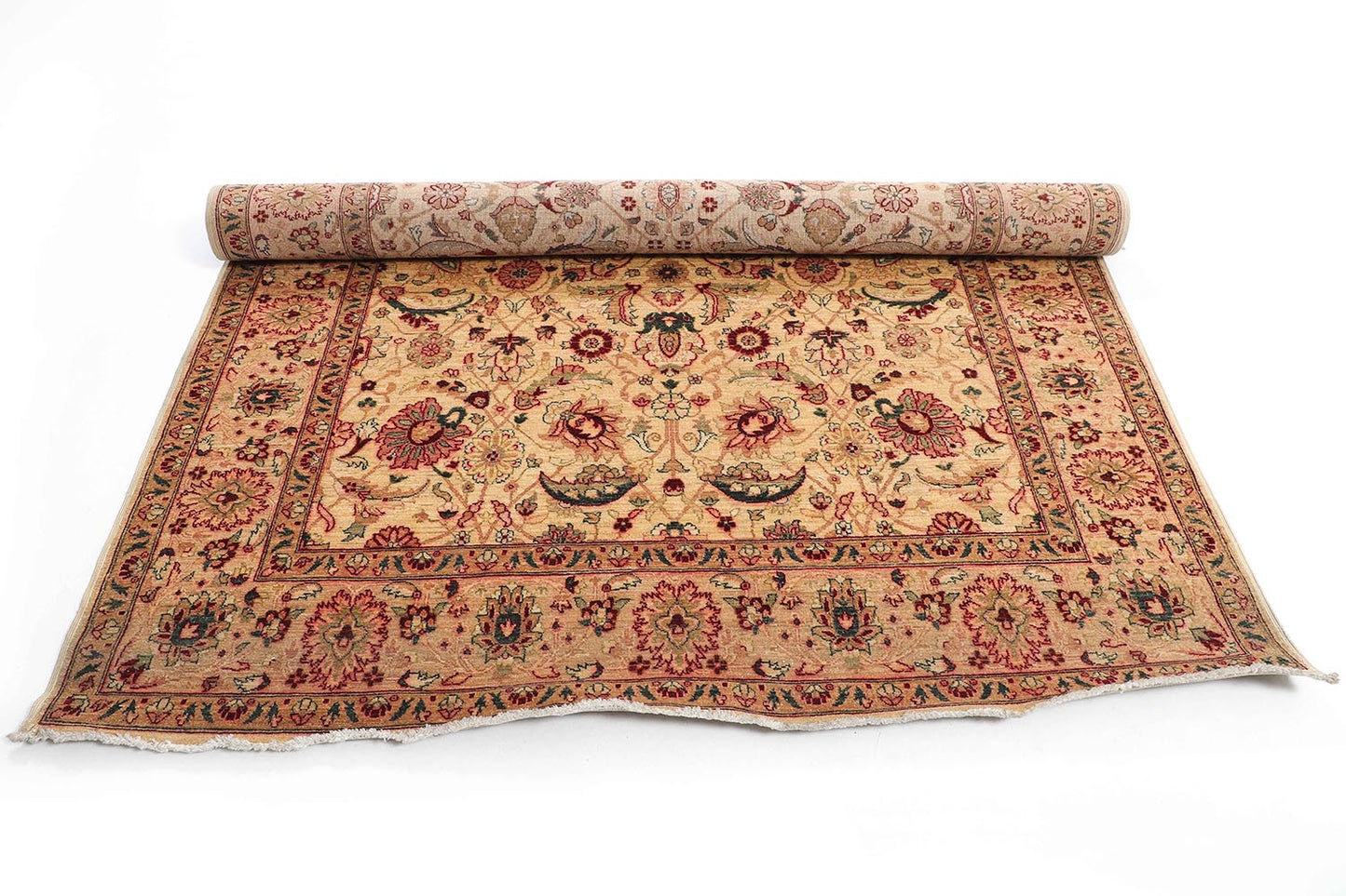 Hand-Knotted Oushak Carpet 5'.10" X 8'.2" Traditional, Ivory Fine Wool Area Rug 6x9