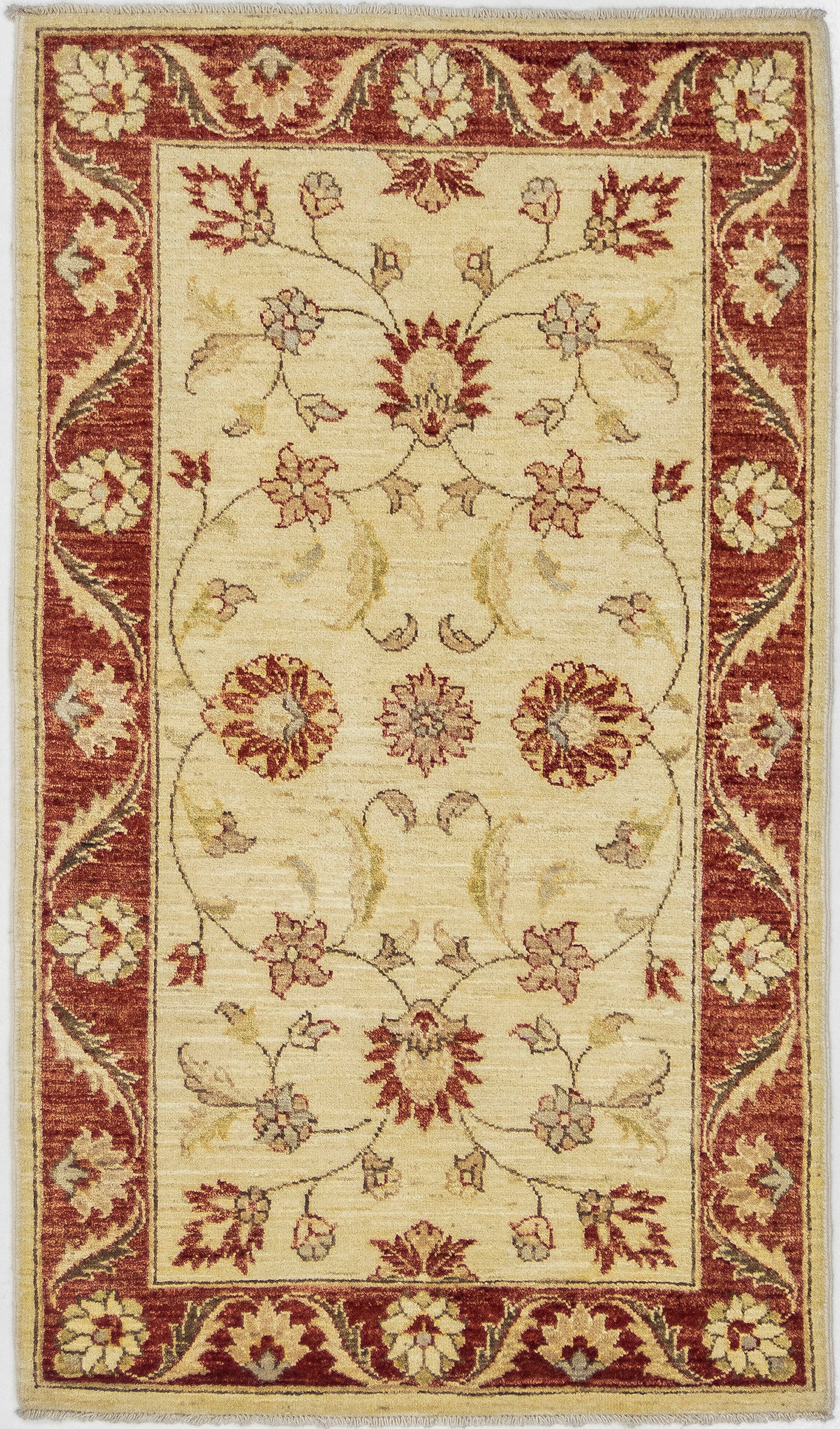 Hand-Knotted Oushak Carpet 3'.2" X 5'.4" Traditional, Ivory Fine Wool Accent Rug 3x5