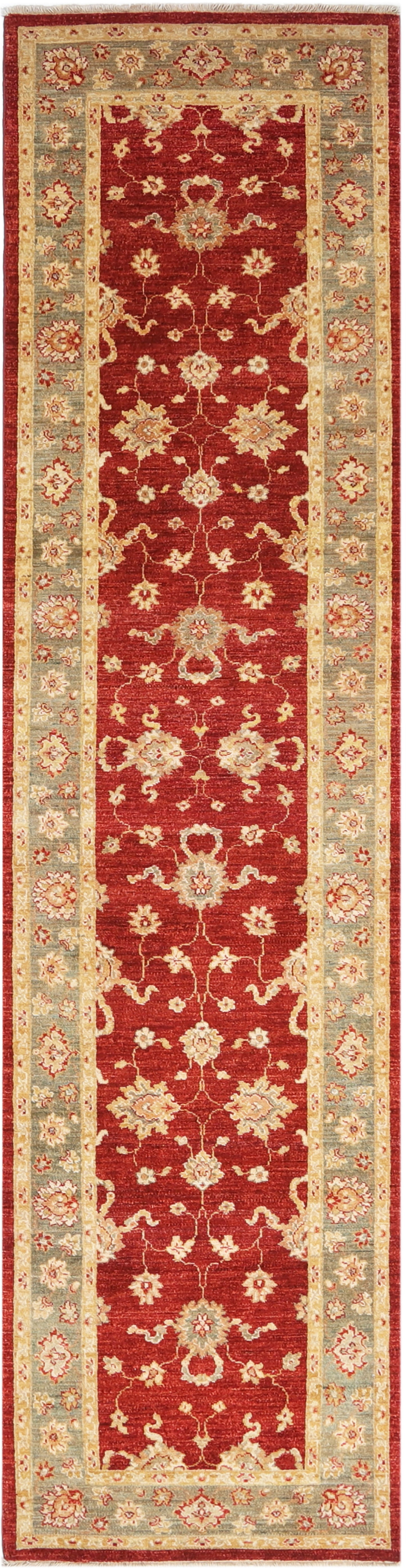 2.5x10 Hand-Knotted Ariana Carpet 2'.7" X 10'.5" Traditional, Red Fine Wool Runner Rug D40671