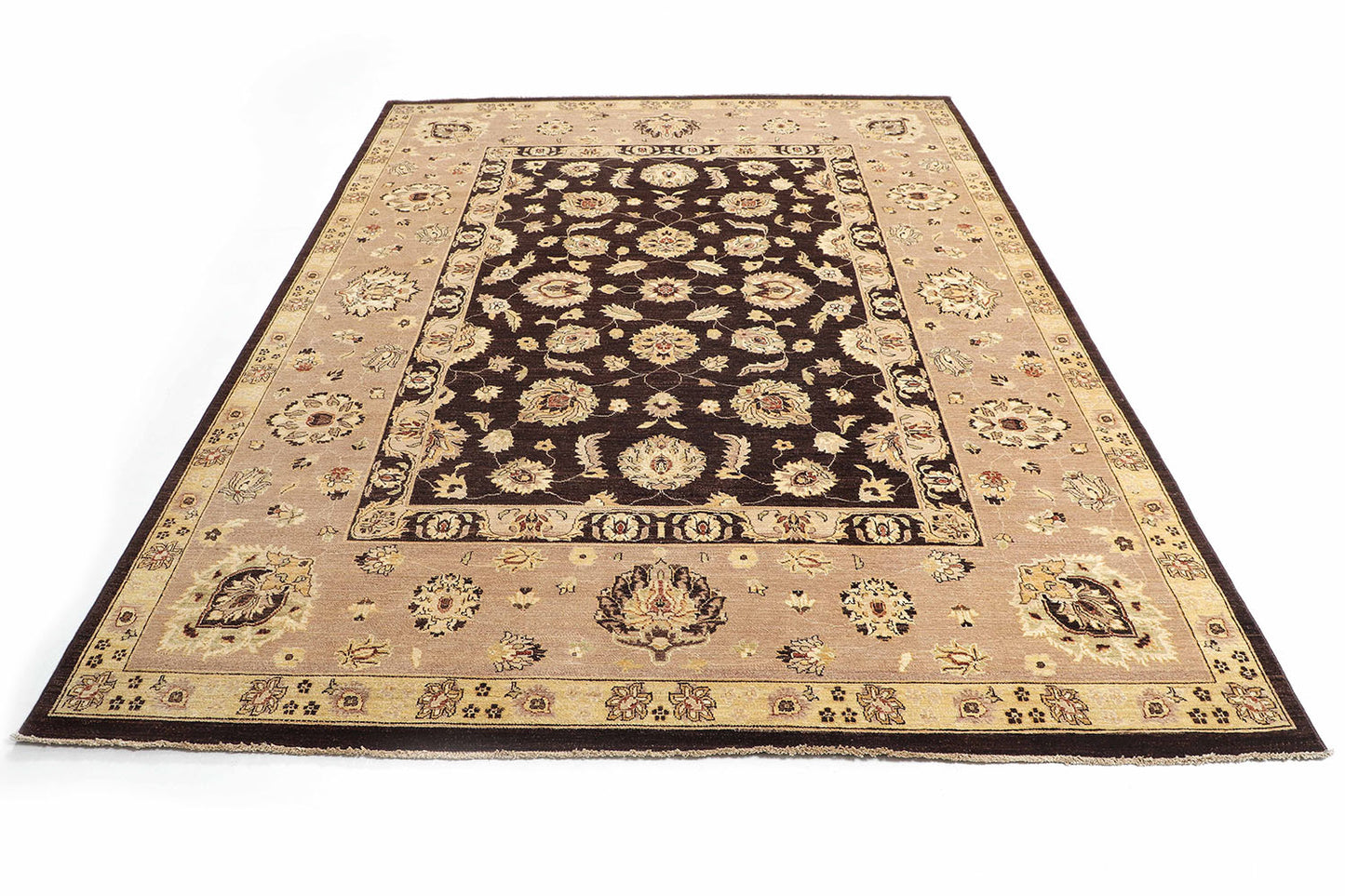 Hand-Knotted Oushak Carpet 9'.1" X 11'.10" Traditional, Brown Fine Wool Area Rug 9x12
