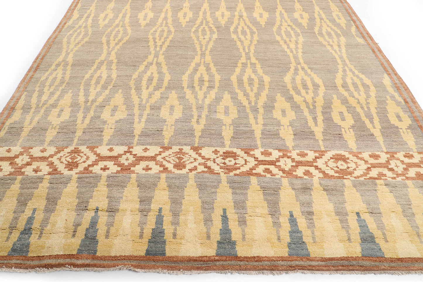 Hand-Knotted Gabbeh Carpet 8'.4" X 10'.4" , Grey Fine Wool Area Rug 8x10