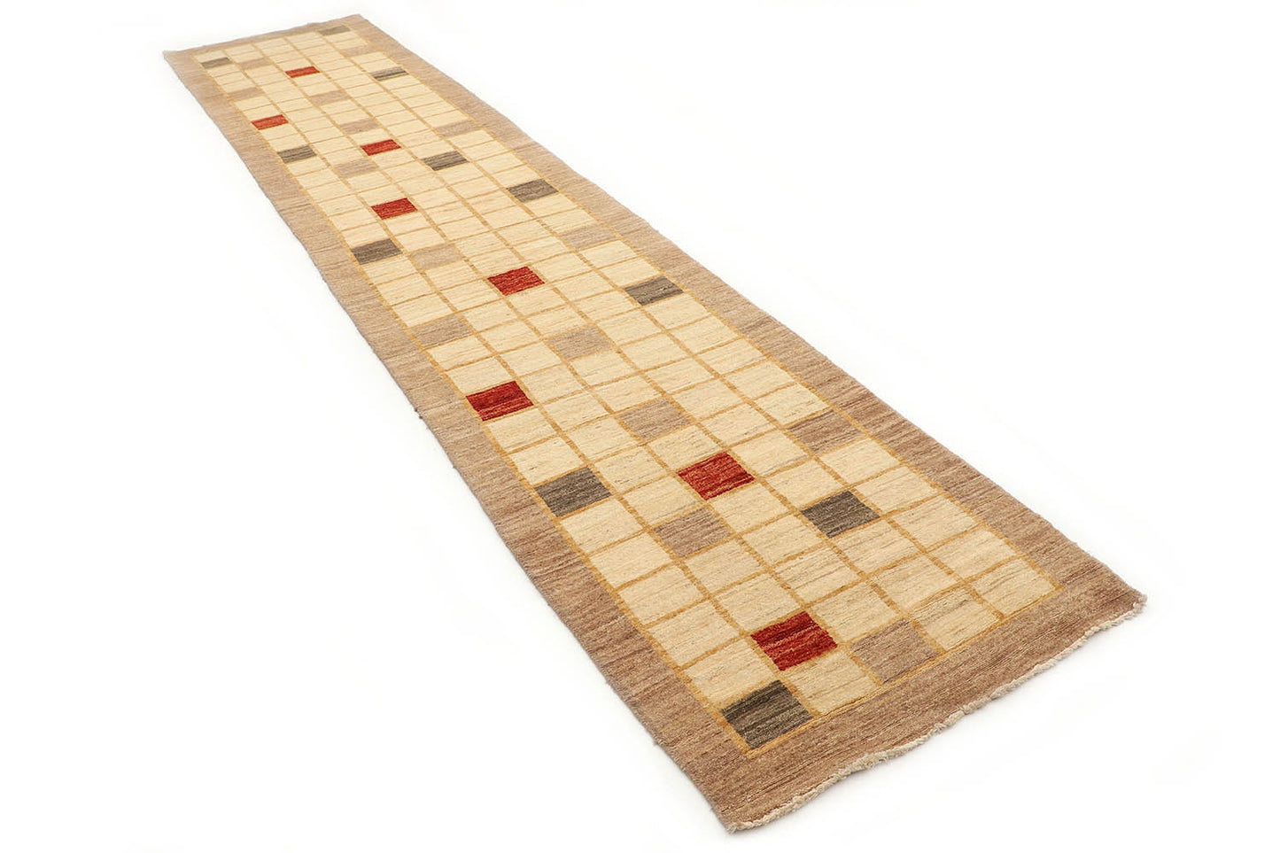 Hand-Knotted Gabbeh Carpet 2'.8" X 12'.9" Tribal, Ivory Fine Wool Runner Rug 2.5x14 D18557