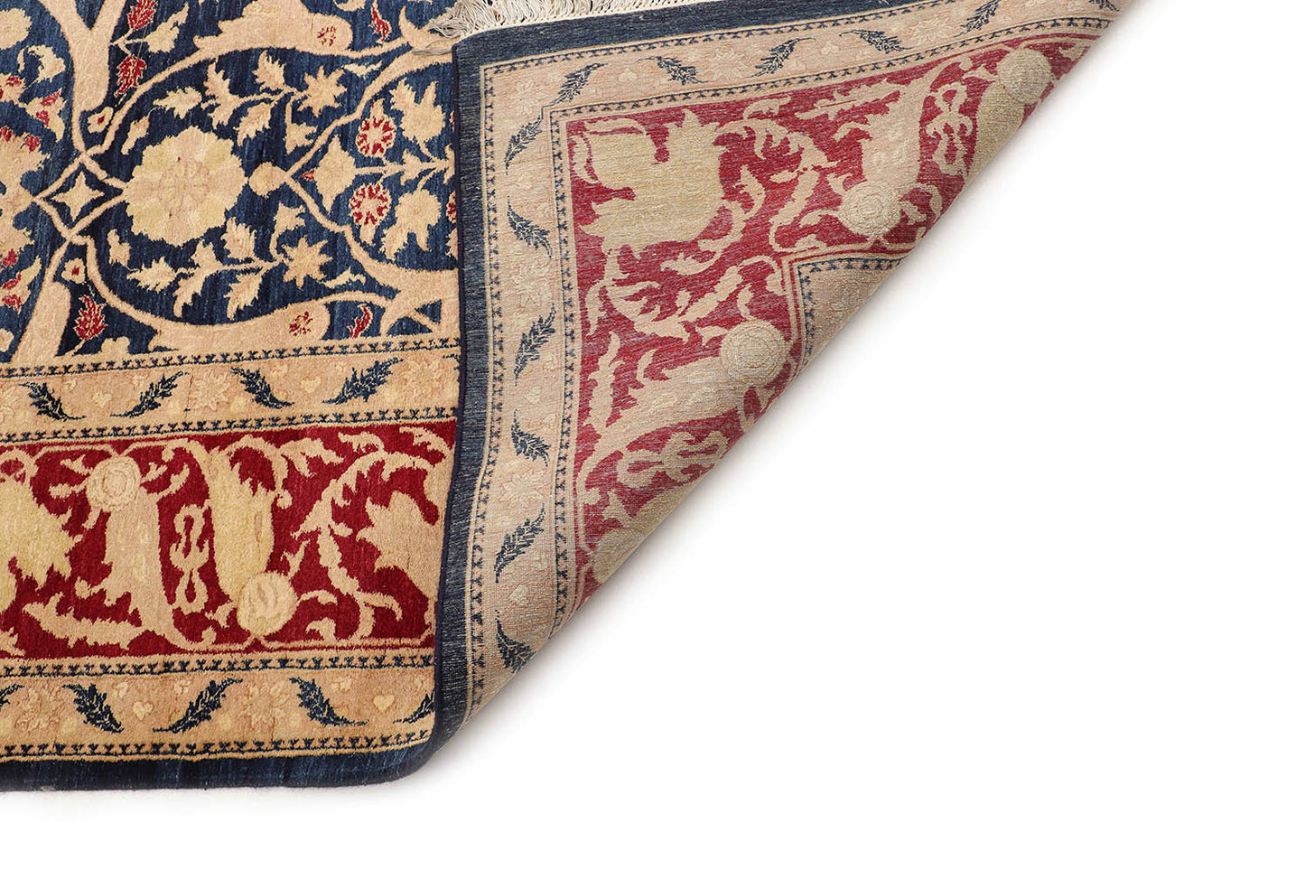 Hand-Knotted Lahore Carpet 9'.1" X 11'.10" Oriental, Red Fine Wool Area Rug 9x12