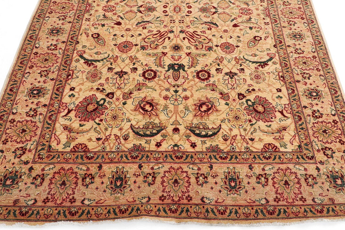 Hand-Knotted Oushak Carpet 5'.10" X 8'.2" Traditional, Ivory Fine Wool Area Rug 6x9