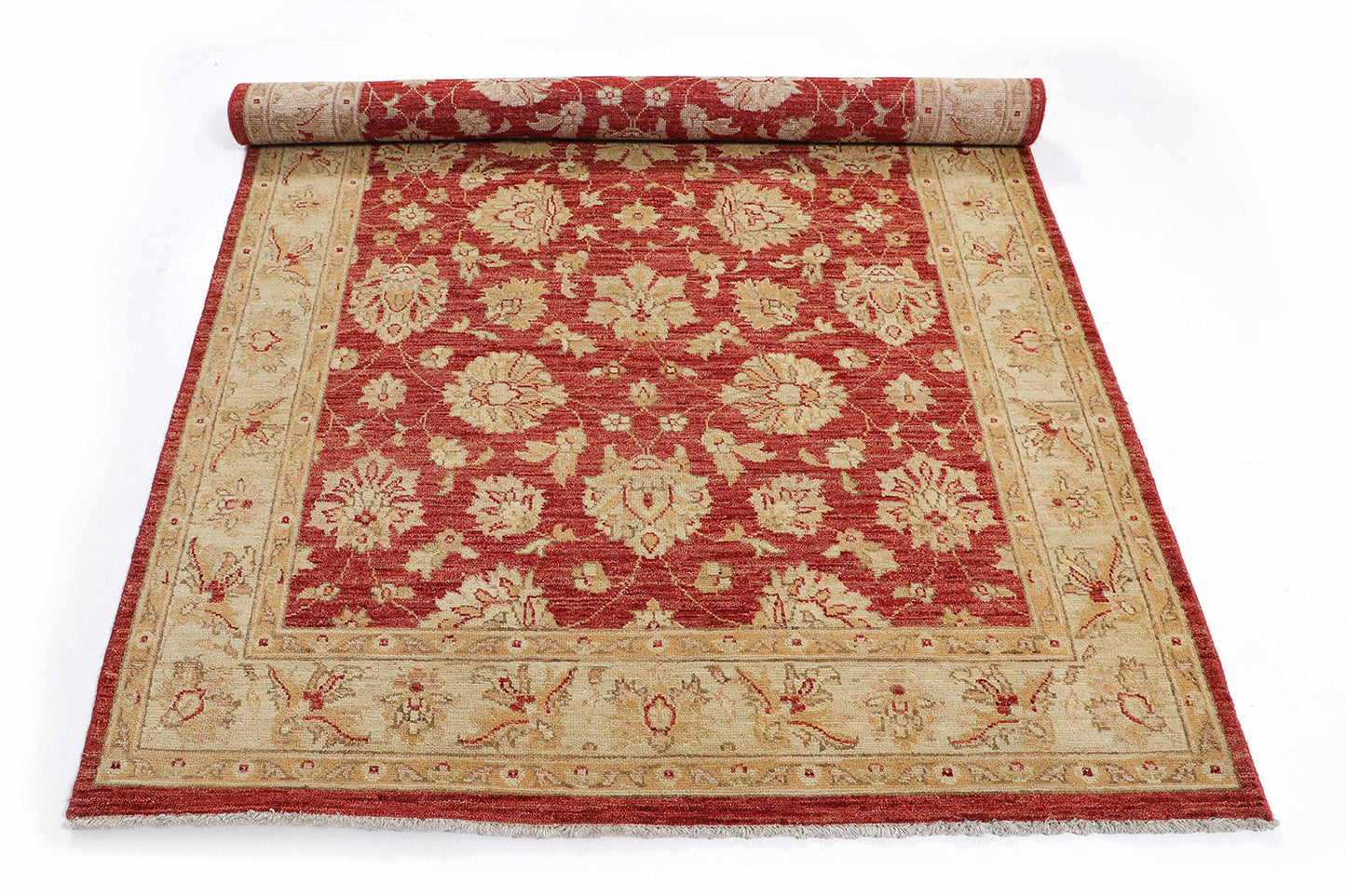Hand-Knotted Oushak Carpet 4'.7" X 6'.6" Traditional, Red Fine Wool Area Rug 4x6