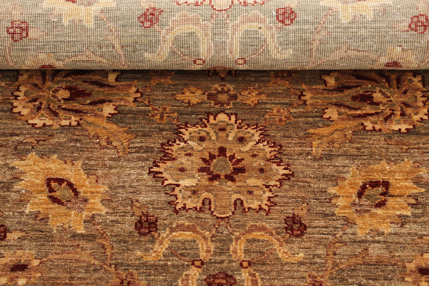 Hand-Knotted Oushak Carpet 4'.2" X 5'.9" Traditional, Green Fine Wool Area Rug 4x6