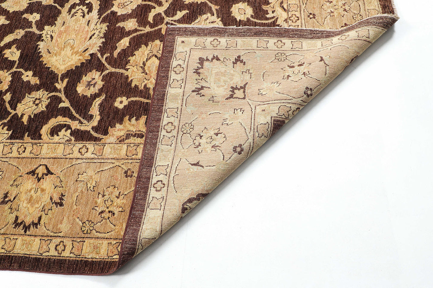 Hand-Knotted Ariana Carpet 9'.7" X 13'.1" Traditional, Brown Fine Wool Area Rug 10x14 D48014