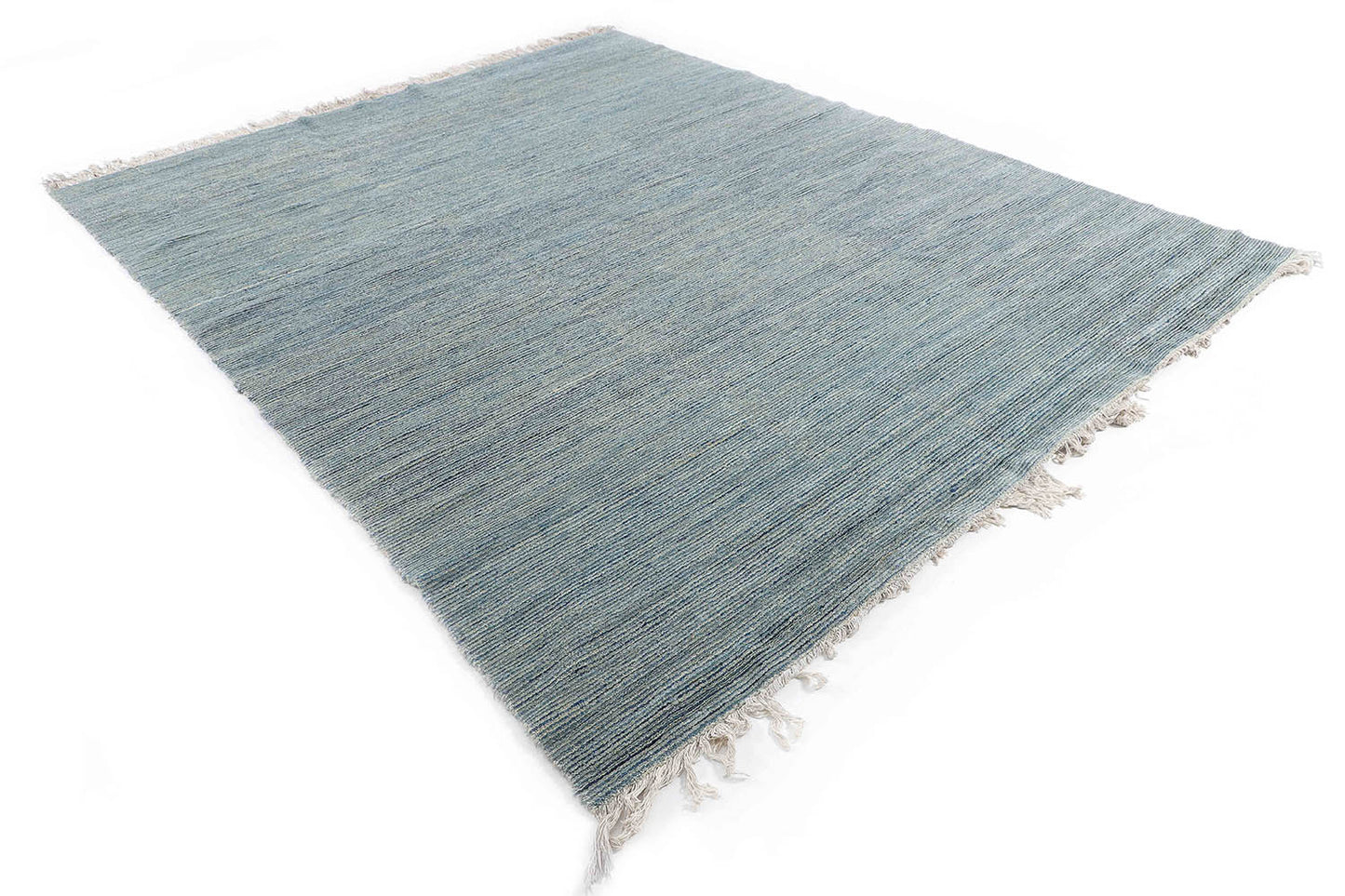 Hand-Knotted Gabbeh Carpet 8'.1" X 10'.1" , Blue Fine Wool Area Rug 8x10