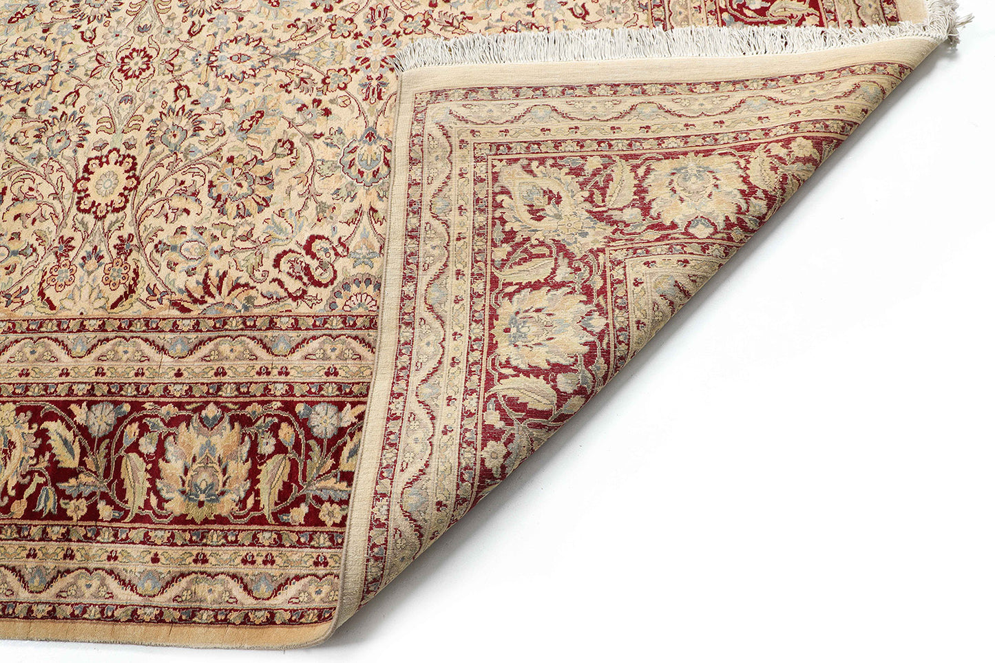 Hand-Knotted Lahore Carpet 9'.3" X 12' Oriental, Beige Fine Wool Area Rug 9x12