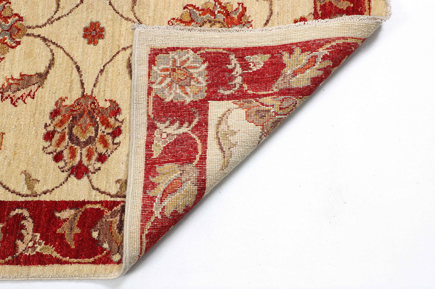 Hand-Knotted Oushak Carpet 3'.4" X 6'.6" Traditional, Ivory Fine Wool Area Rug 3x6