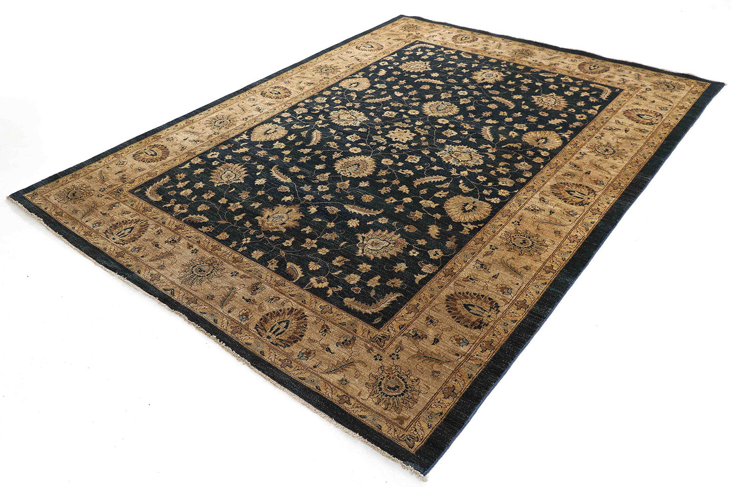 Hand-Knotted Oushak Carpet 8'.11" X 11'.10" Traditional, N/Blue Fine Wool Area Rug 9x12