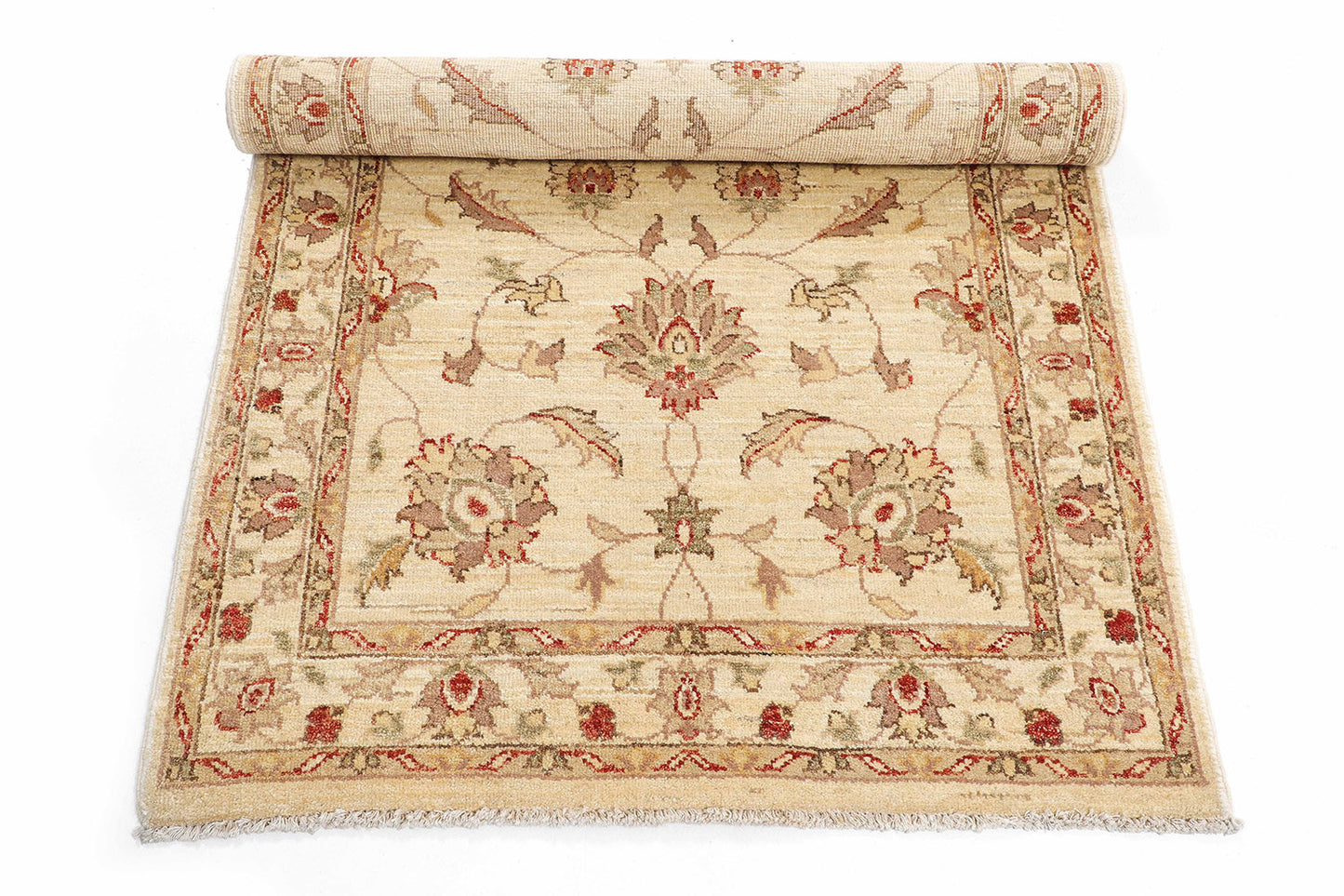 Hand-Knotted Oushak Carpet 3'.1" X 5'.2" Traditional, Beige Fine Wool Accent Rug 3x5