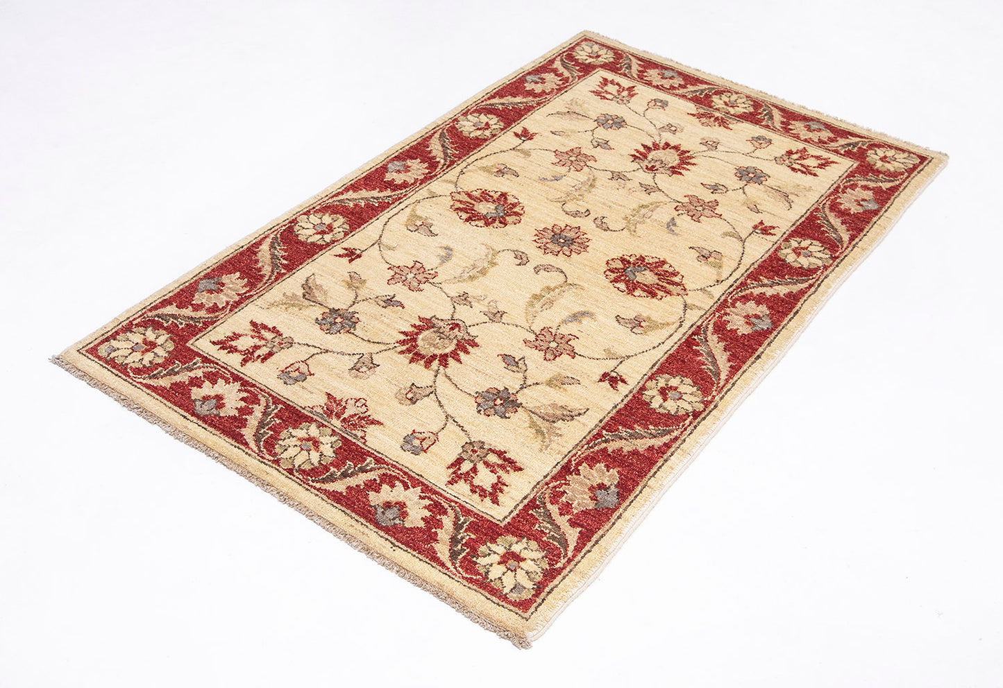 Hand-Knotted Oushak Carpet 3' X 5'.3" Traditional, Ivory Fine Wool Accent Rug 3x5