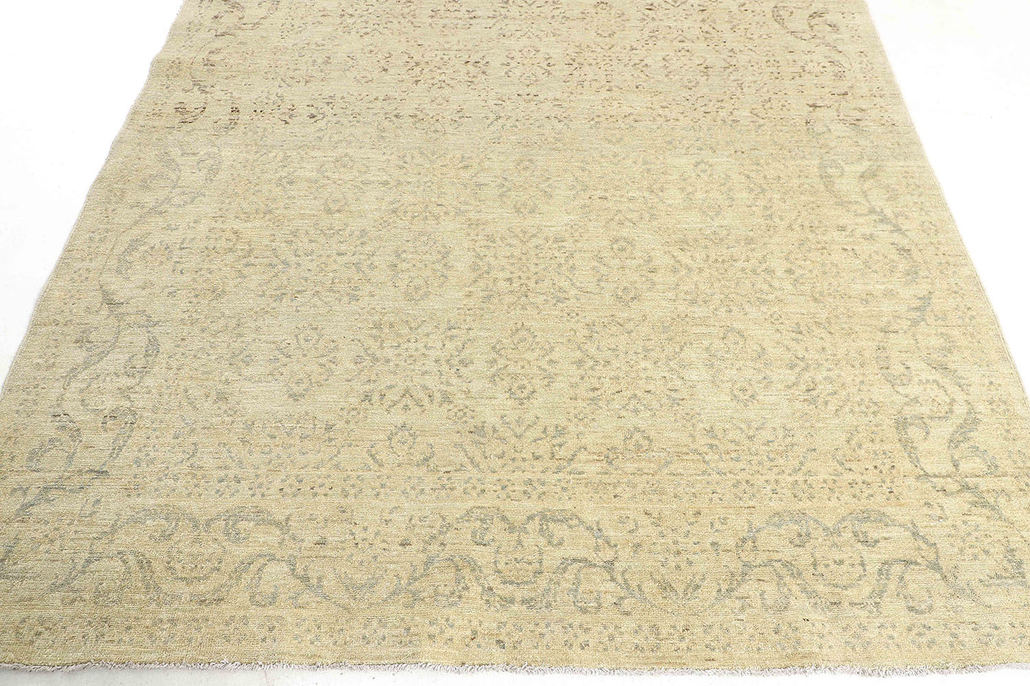 Hand-Knotted Oushak Carpet 6'.1" X 8'.10" Traditional, Grey Fine Wool Area Rug 6x9