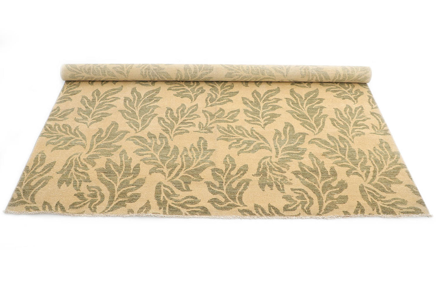 Hand-Knotted Oushak Carpet 8' X 8'.3" Traditional, Beige Fine Wool Square Rug 8x8