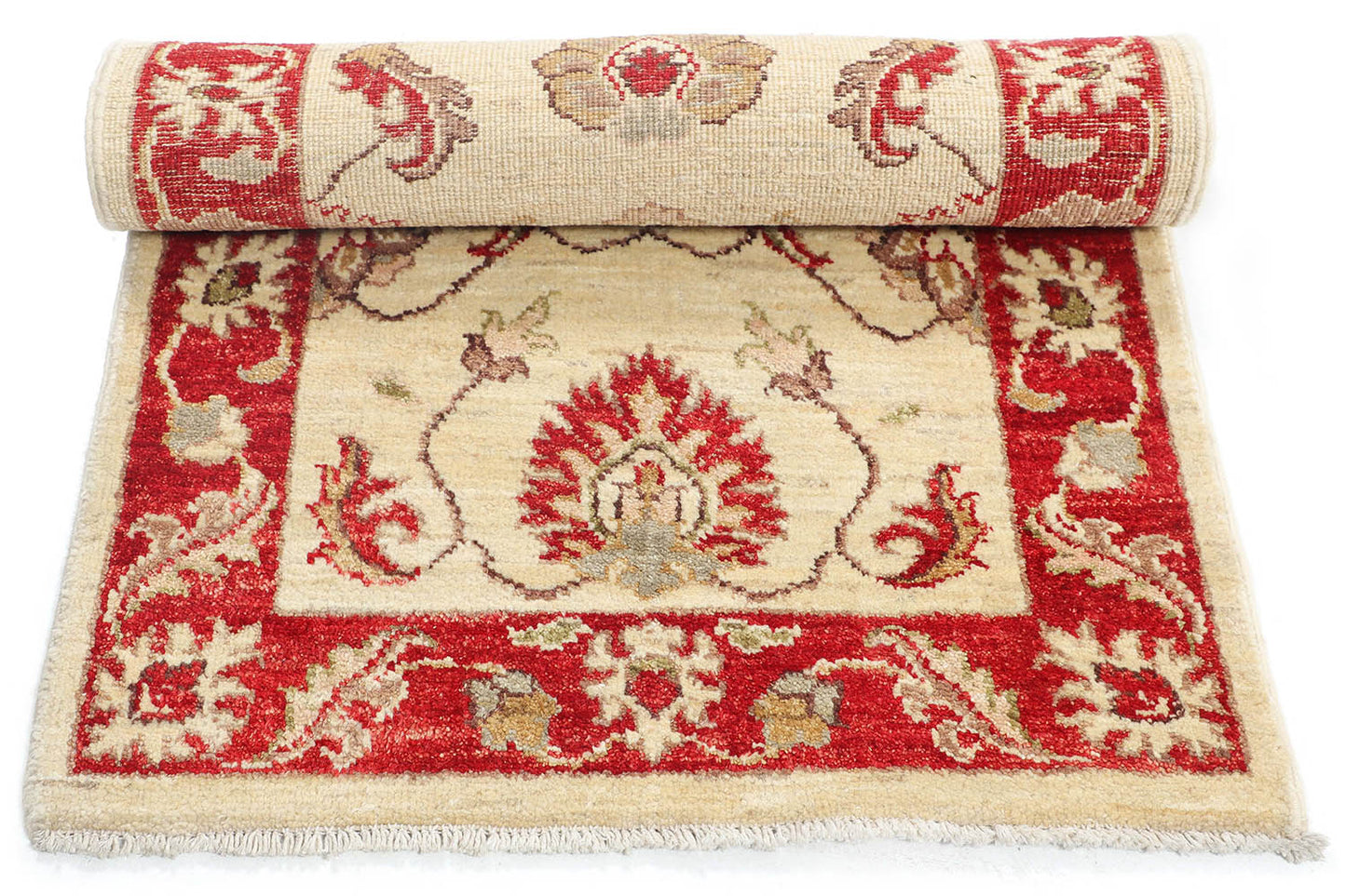 Hand-Knotted Oushak Carpet 2'.2" X 4'.1" Traditional, Ivory Fine Wool Accent Rug 2x4