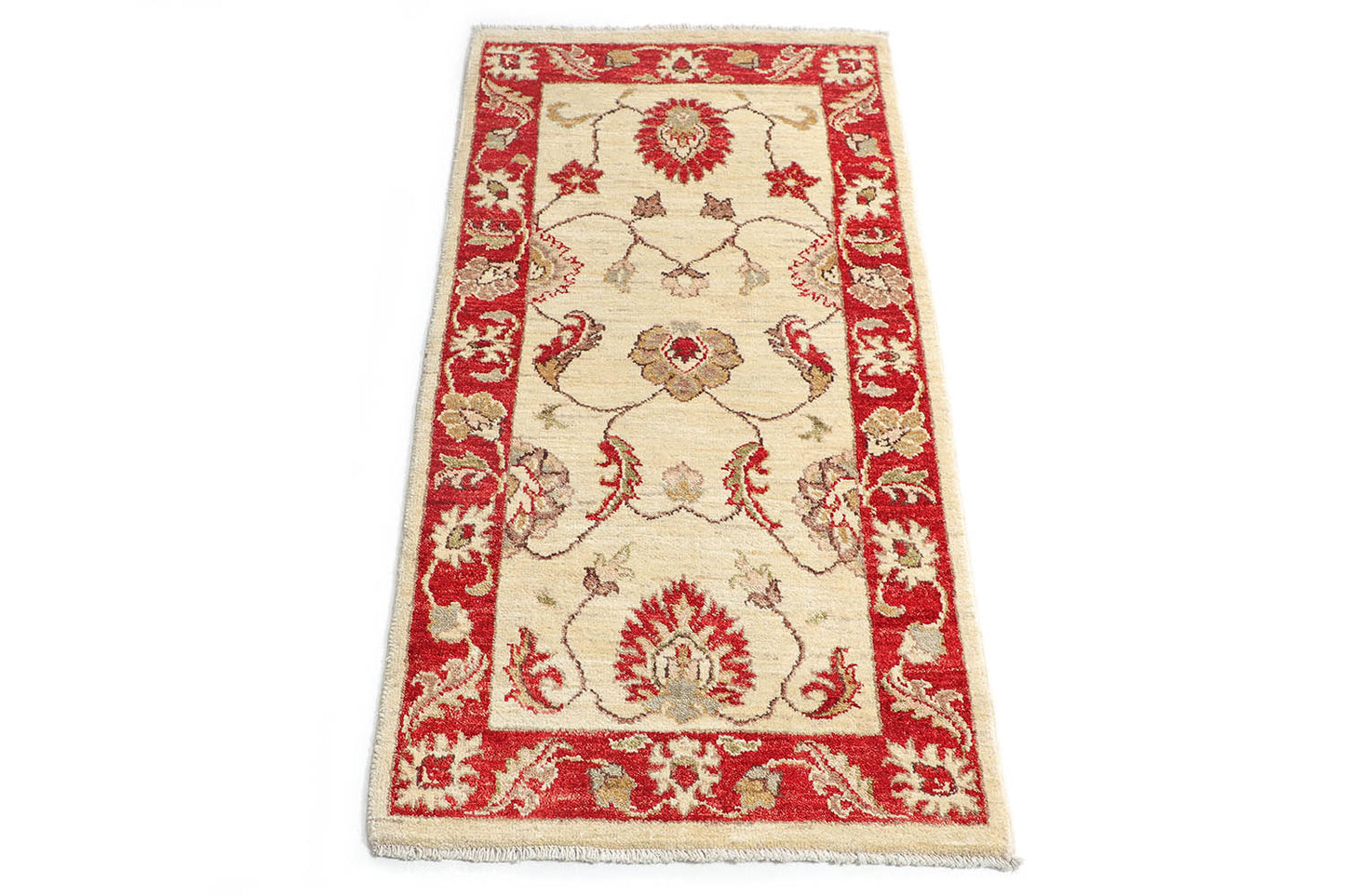 Hand-Knotted Oushak Carpet 2'.2" X 4'.1" Traditional, Ivory Fine Wool Accent Rug 2x4