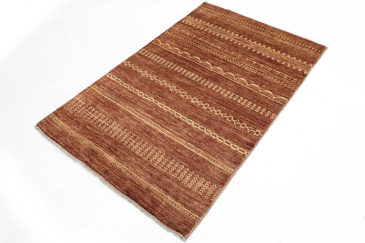 Hand-Knotted Oushak Carpet 3'.1" X 5'.2" Traditional, Rust Fine Wool Area Rug 3x5