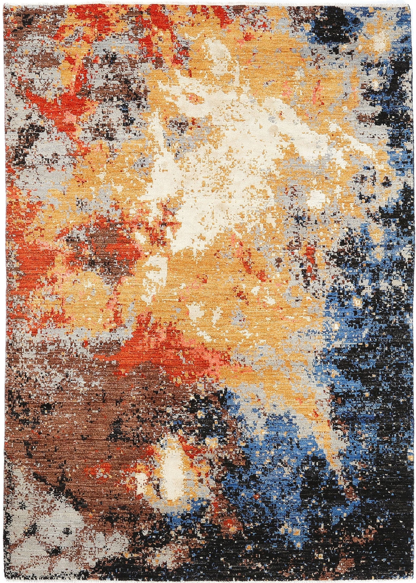 Hand-Knotted Oushak Carpet 4'.2" X 6'.2" Traditional, Brown Fine Wool Area Rug 4x6