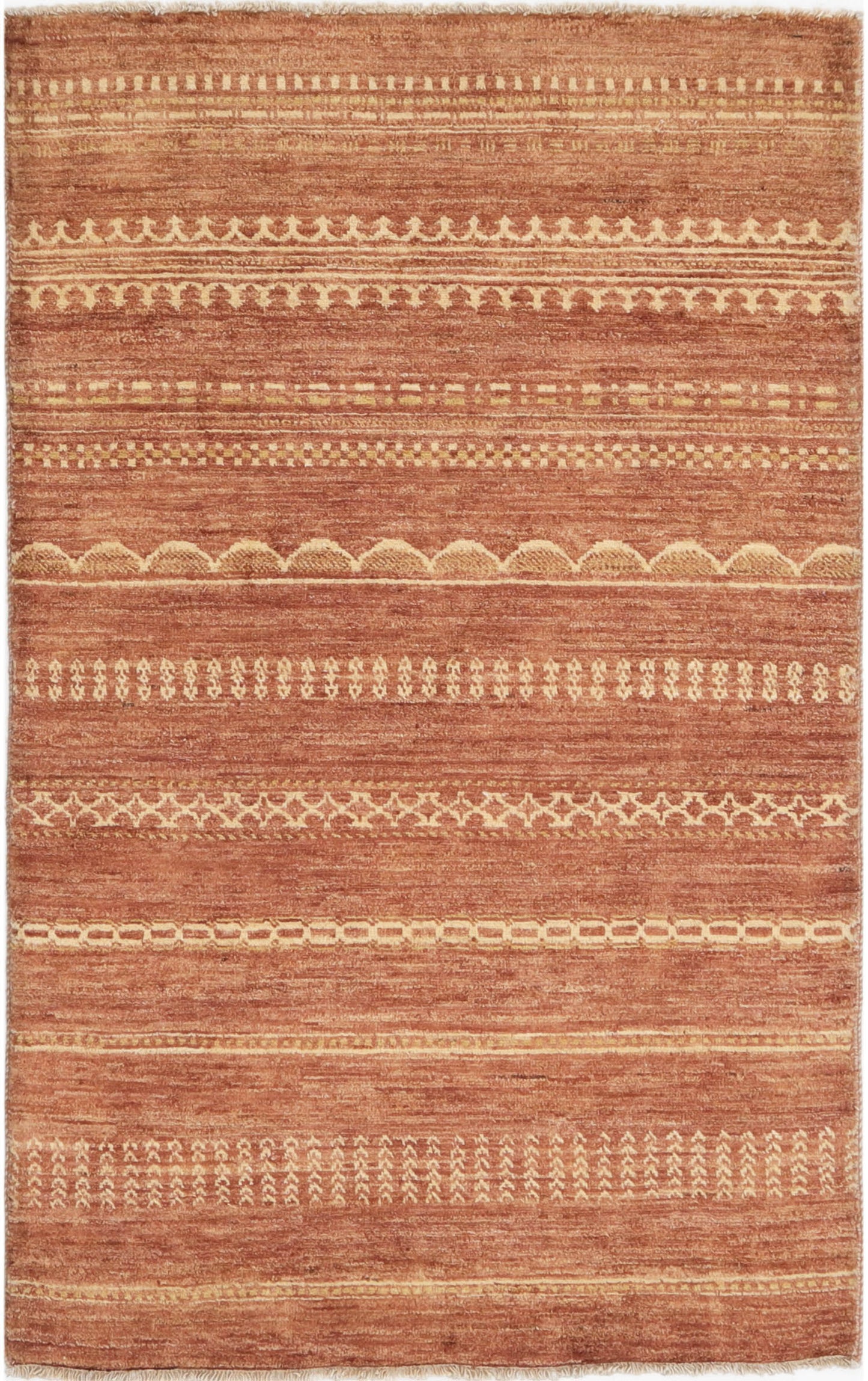 Hand-Knotted Oushak Carpet 3'.1" X 5'.2" Traditional, Rust Fine Wool Area Rug 3x5