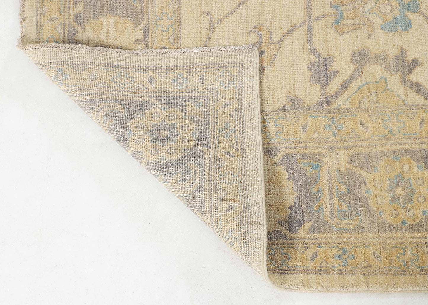 Hand-Knotted Oushak Carpet 8'.1" X 9'.9" Traditional, Ivory Fine Wool Area Rug 8x10