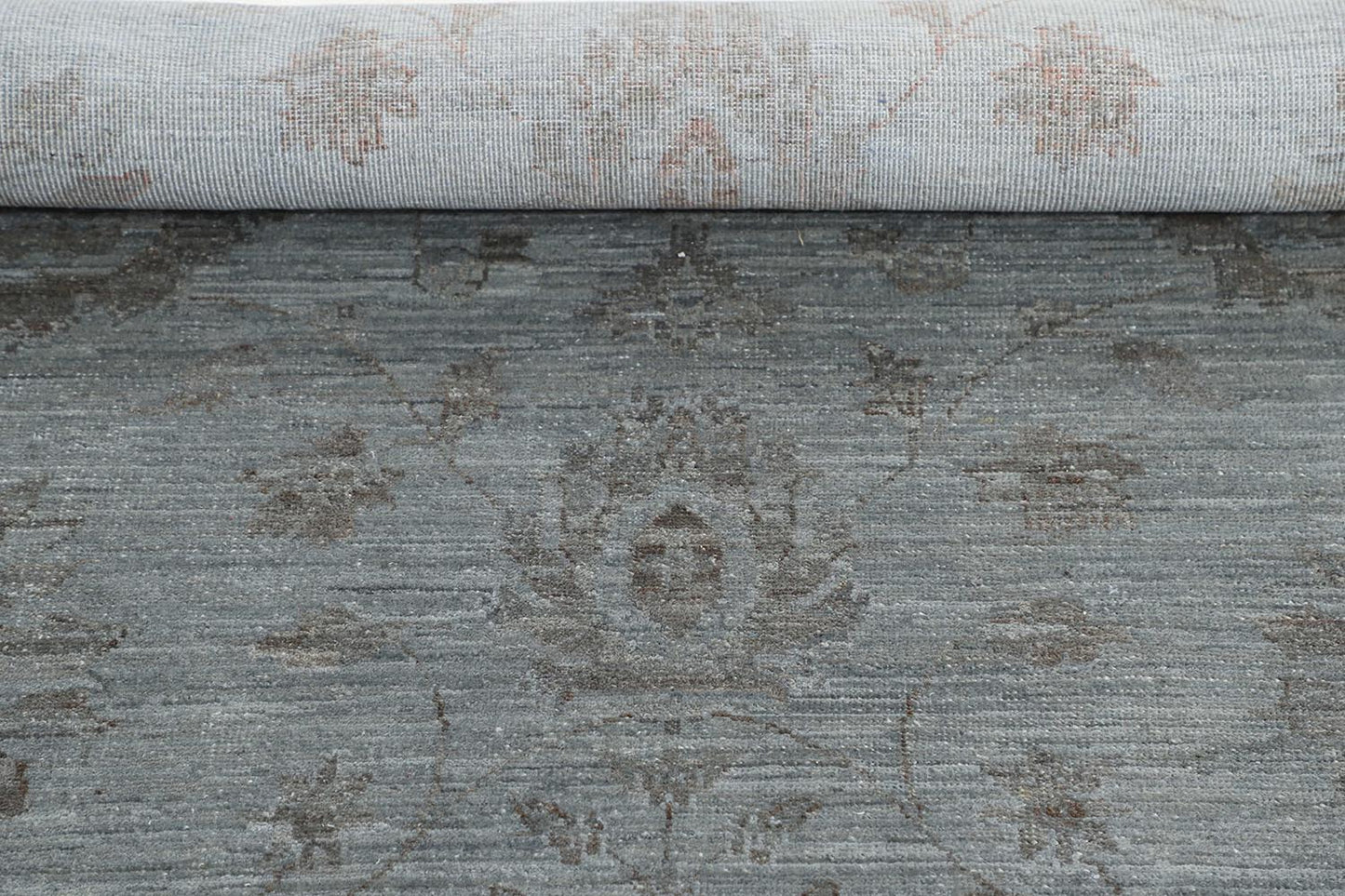 Hand-Knotted Oushak Carpet 5'.10" X 8'.1" Traditional, Grey Fine Wool Area Rug 5.5x8