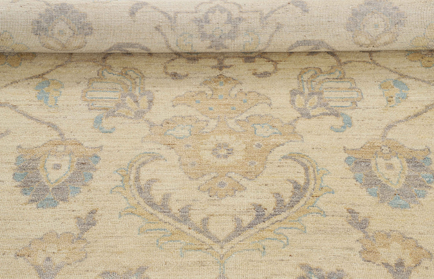Hand-Knotted Oushak Carpet 8'.1" X 9'.9" Traditional, Ivory Fine Wool Area Rug 8x10