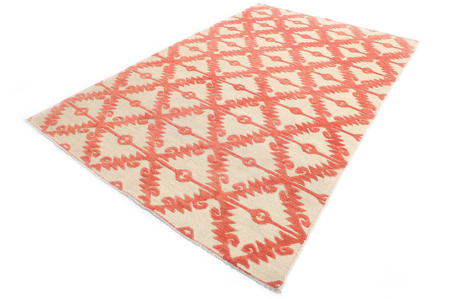 Hand-Knotted Oushak Carpet 6'.3" X 9'.9" Traditional, Beige Fine Wool Area Rug 6x9