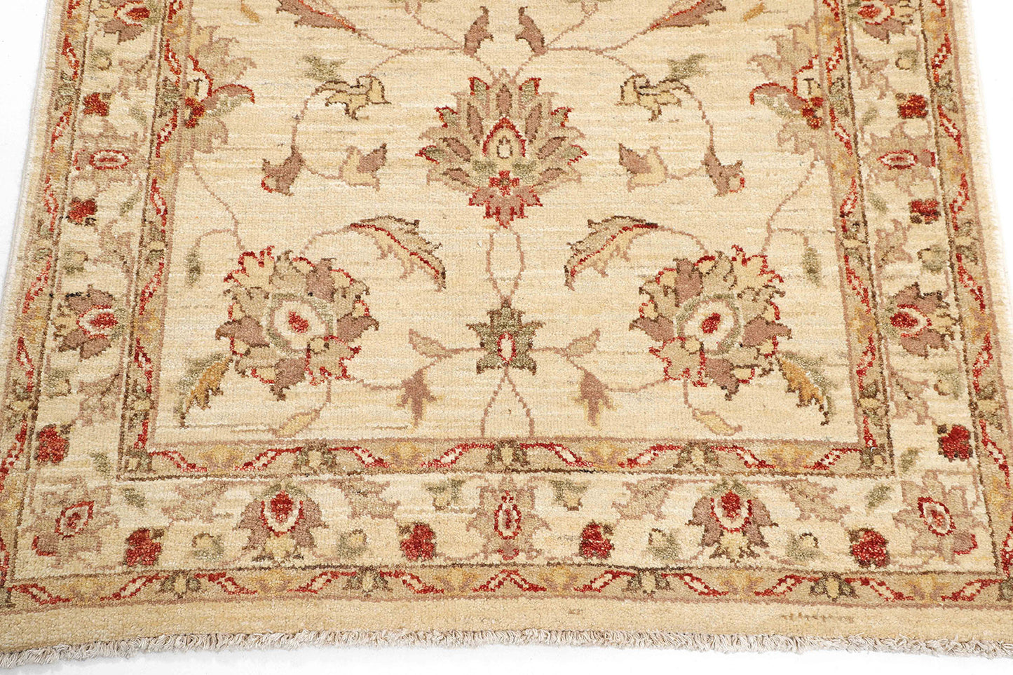 Hand-Knotted Oushak Carpet 3'.1" X 5'.2" Traditional, Beige Fine Wool Accent Rug 3x5