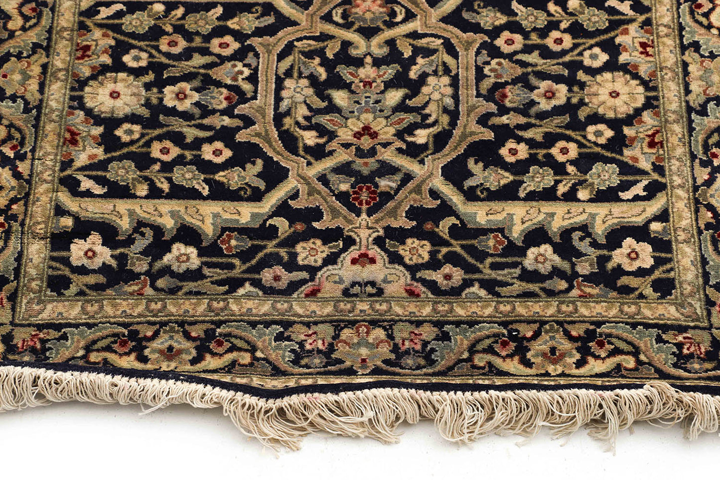 Hand-Knotted Lahore Carpet 2'.7" X 20' Oriental, Blue Fine Wool Runner Rug 2.5x20