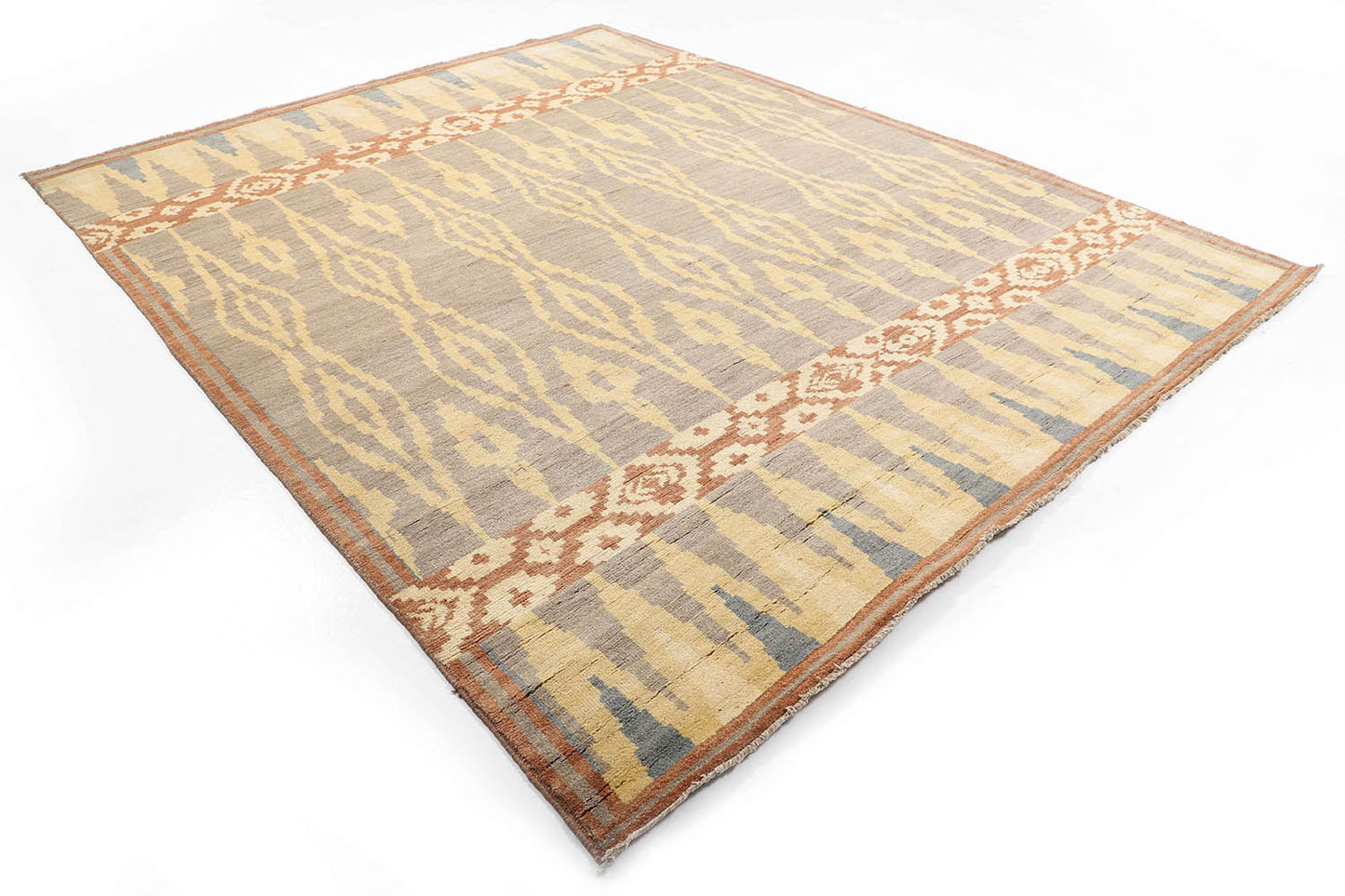 Hand-Knotted Gabbeh Carpet 8'.4" X 10'.4" , Grey Fine Wool Area Rug 8x10