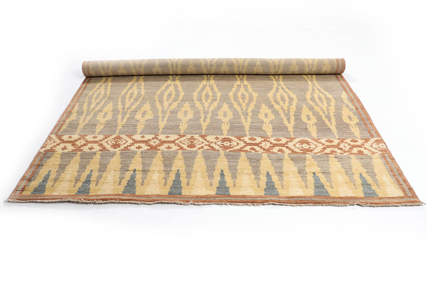 Hand-Knotted Gabbeh Carpet 8'.4" X 10'.4" , Grey Fine Wool Area Rug 8x10