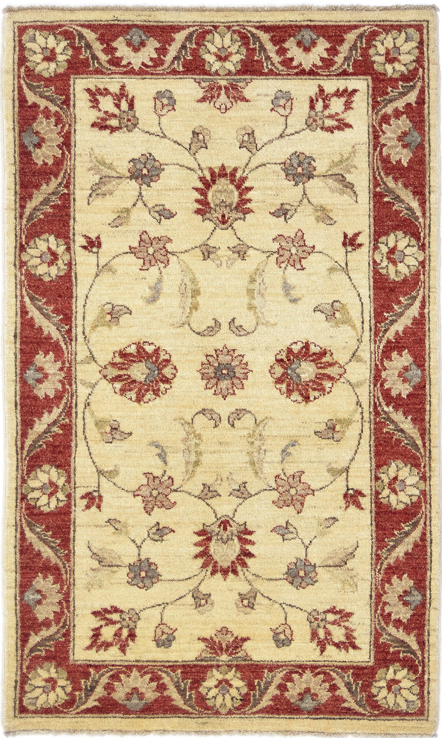 Hand-Knotted Oushak Carpet 3' X 5'.3" Traditional, Ivory Fine Wool Accent Rug 3x5