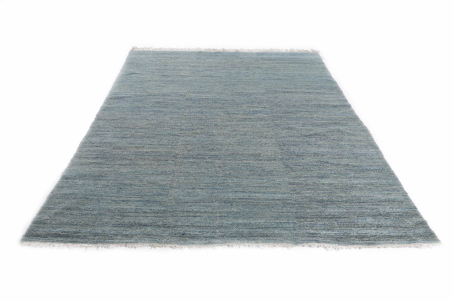 Hand-Knotted Gabbeh Carpet 8'.1" X 10'.1" , Blue Fine Wool Area Rug 8x10