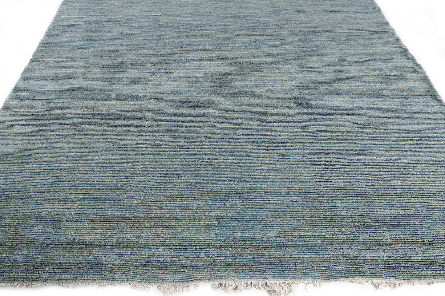 Hand-Knotted Gabbeh Carpet 8'.1" X 10'.1" , Blue Fine Wool Area Rug 8x10