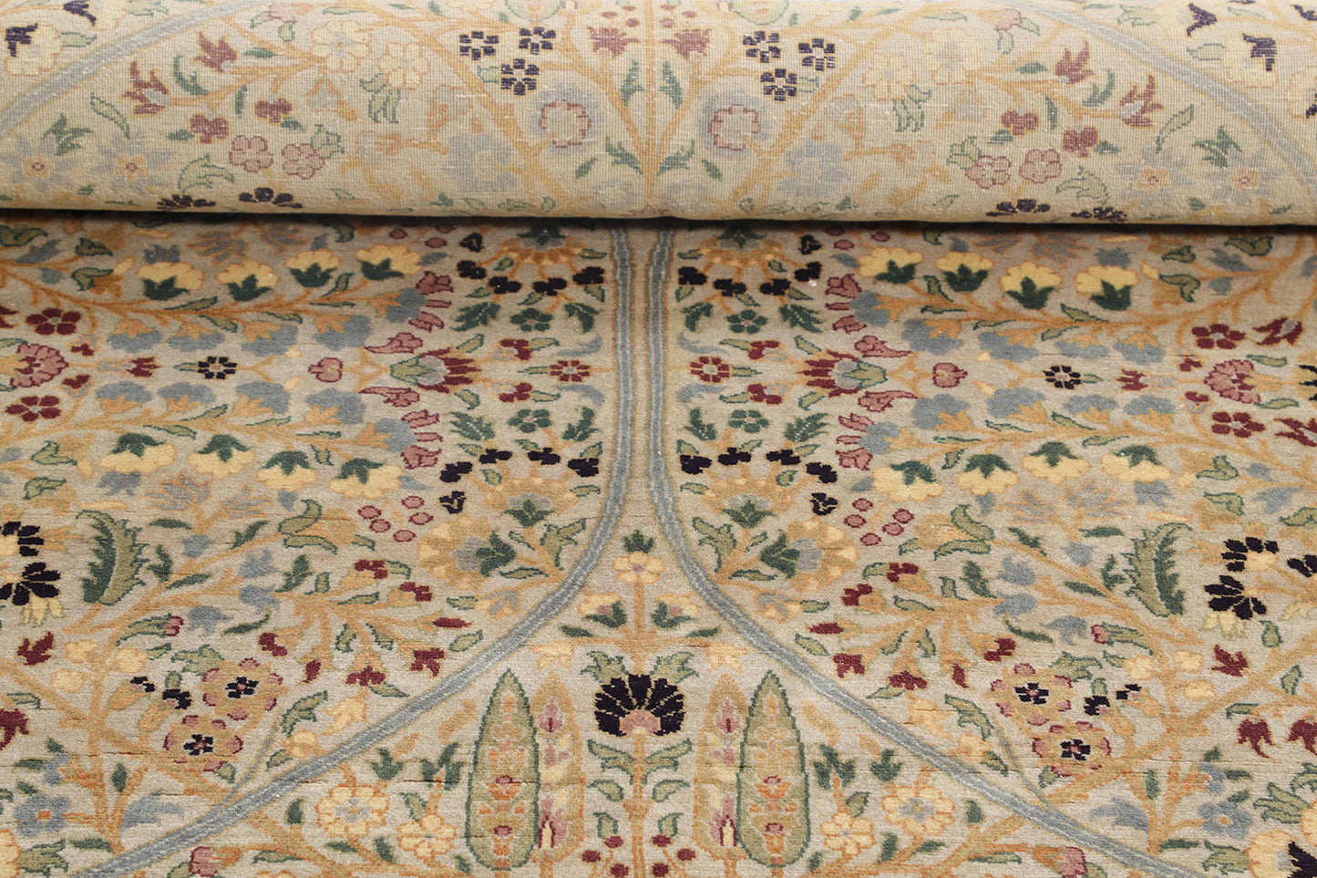 Hand-Knotted Lahore Carpet 7'.11" X 10'.2" Oriental, Grey Fine Wool Area Rug 8x10