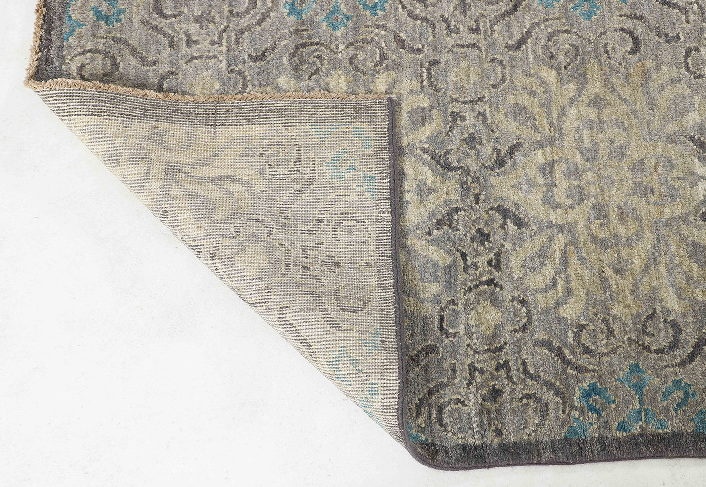 Hand-Knotted Oushak Carpet 7'.8" X 9'.9" Traditional, Grey Fine Wool Area Rug 8x10